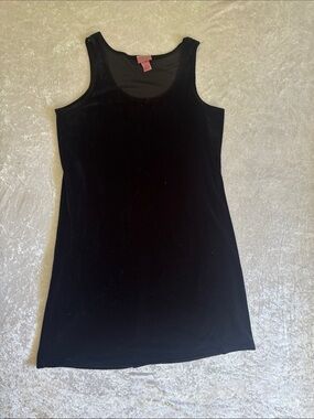 Cassini Black Velvet Sleeveless Shift Dress Women's Size L